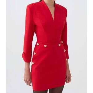 NEW NOCTURNE shoulder pad mini dress in red